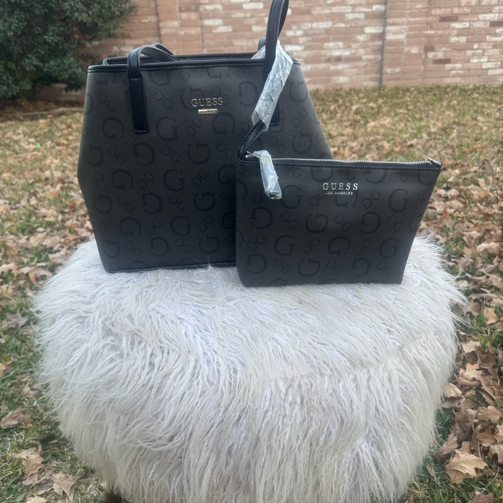 GUESS Monogram Black Tote Bag